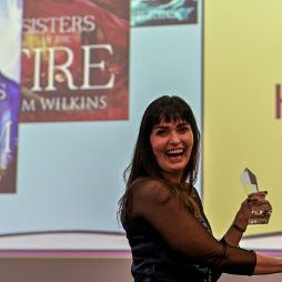 Kim Wilkins receives an award